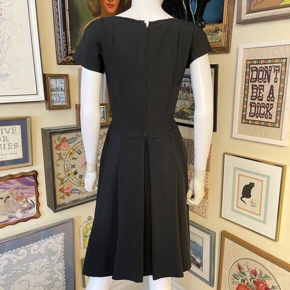 50s Vintage Nathan-Strong by August Black Cap Sleeve Scoop Neck Dress Size SM - Picture 4 of 6